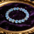 Aquamarine natural stone bracelet on dark velvet