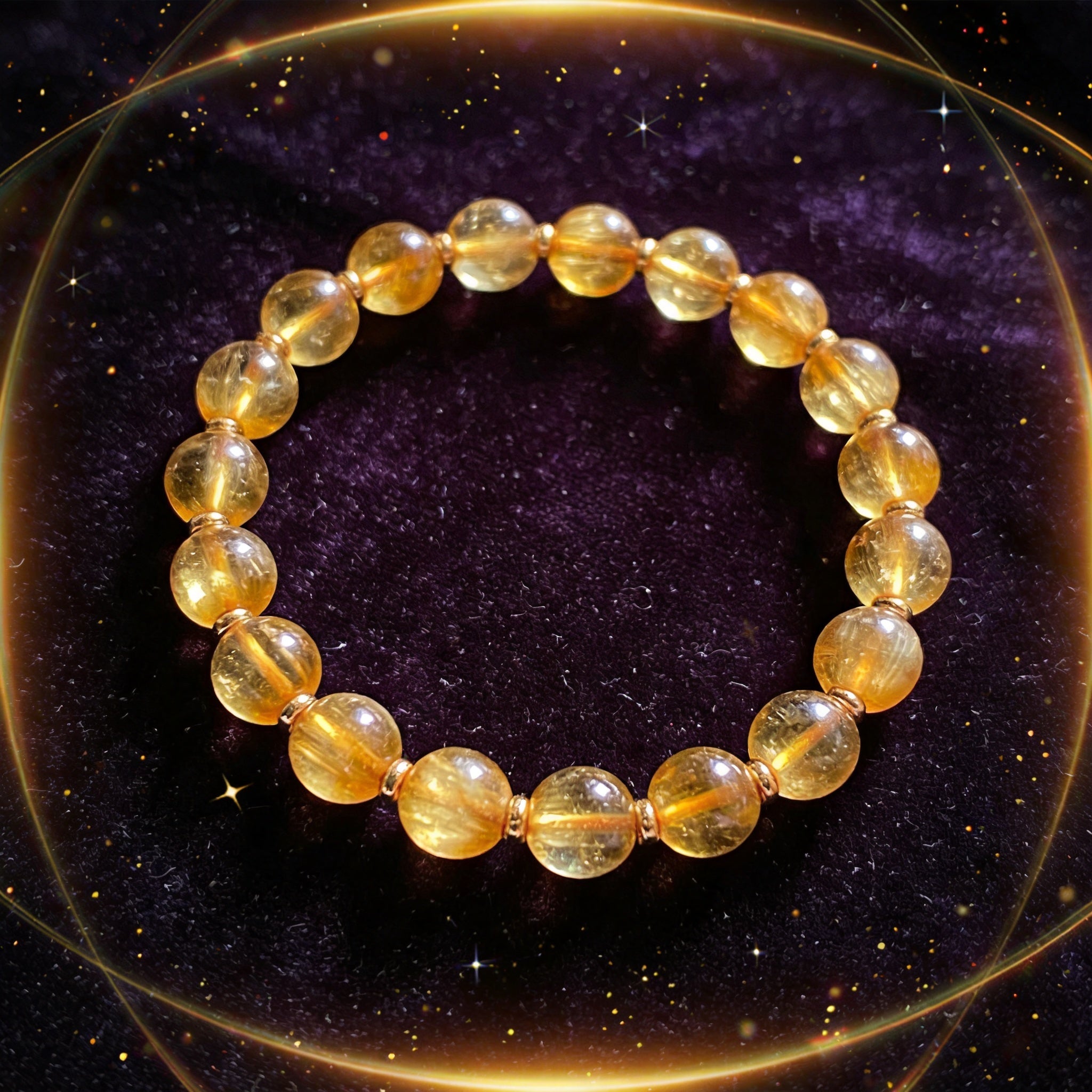 Citrine natural stone bracelet on dark velvet