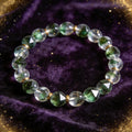Green Phantom Quartz natural stone bracelet on dark velvet