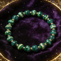 Malachite natural stone bracelet on dark velvet