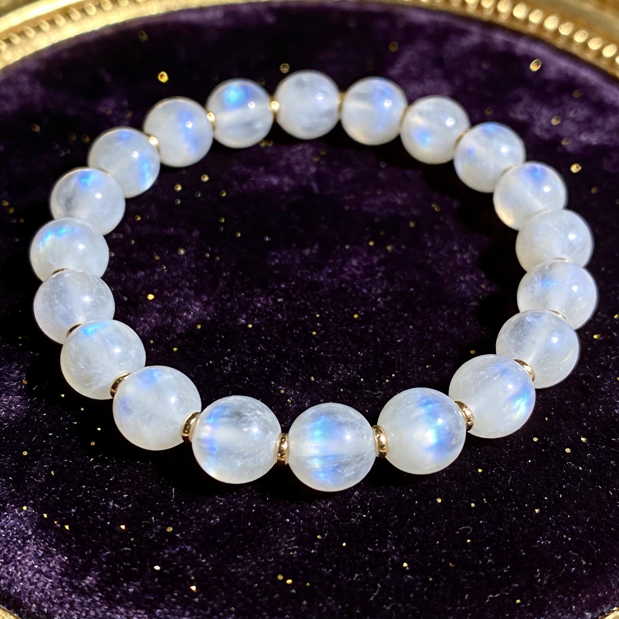Moonstone natural stone bracelet on dark velvet